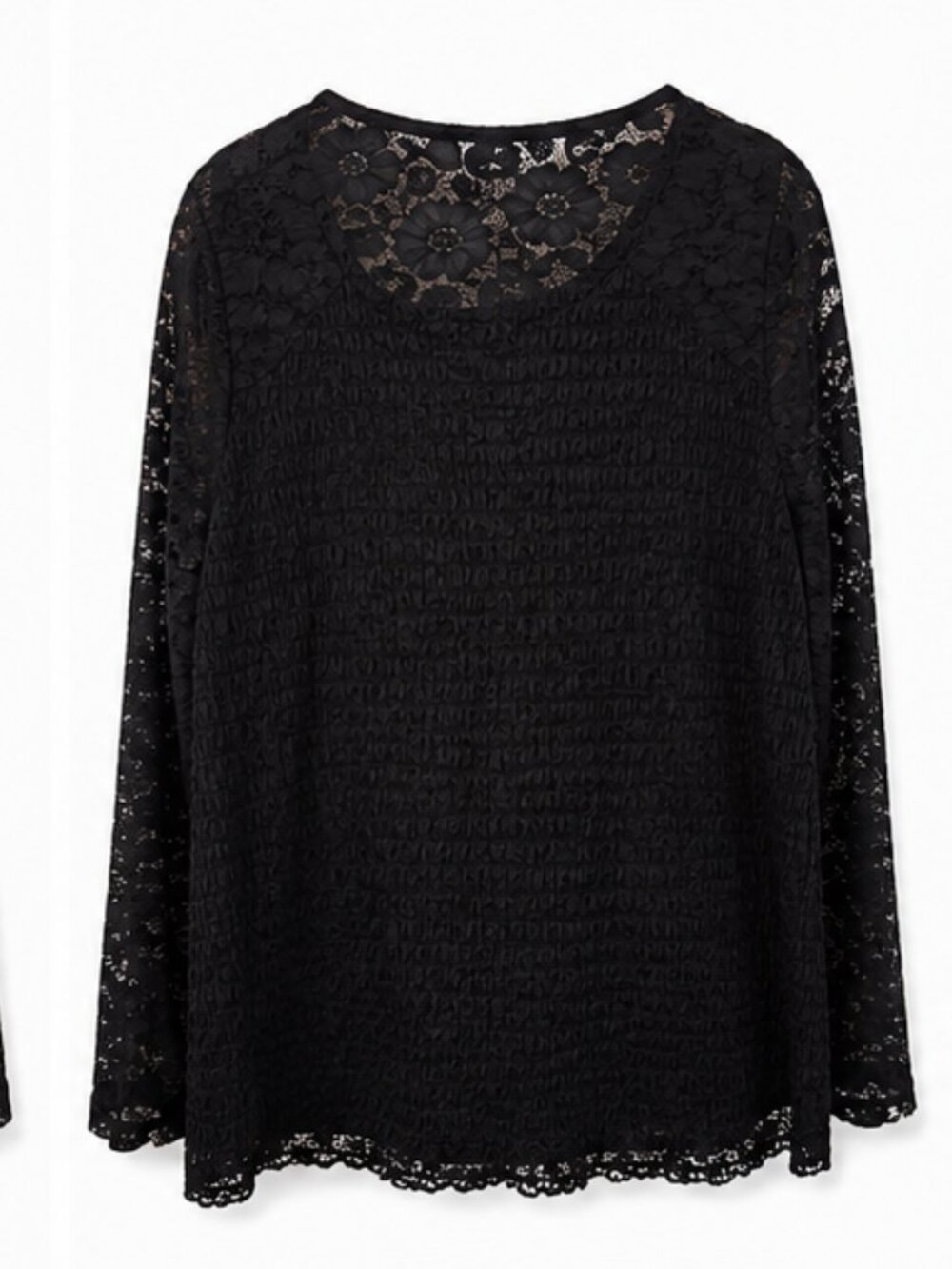 Torrid Black Lace Smocked Blouse